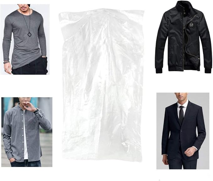 Pack of 50 Garment Bag,Transparent Suit Bag,Clothing Cover,Gown and Dress Storage Bag (60 × 90 cm)