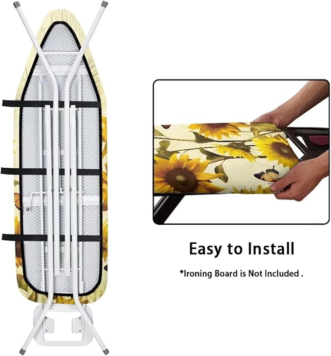 Flashideas Sunflower Pattern Ironing Board Cover Universal Stretchy Stain Reisstant Cover for Ironing Board with Adjustable Straps Ironing Board Accessories