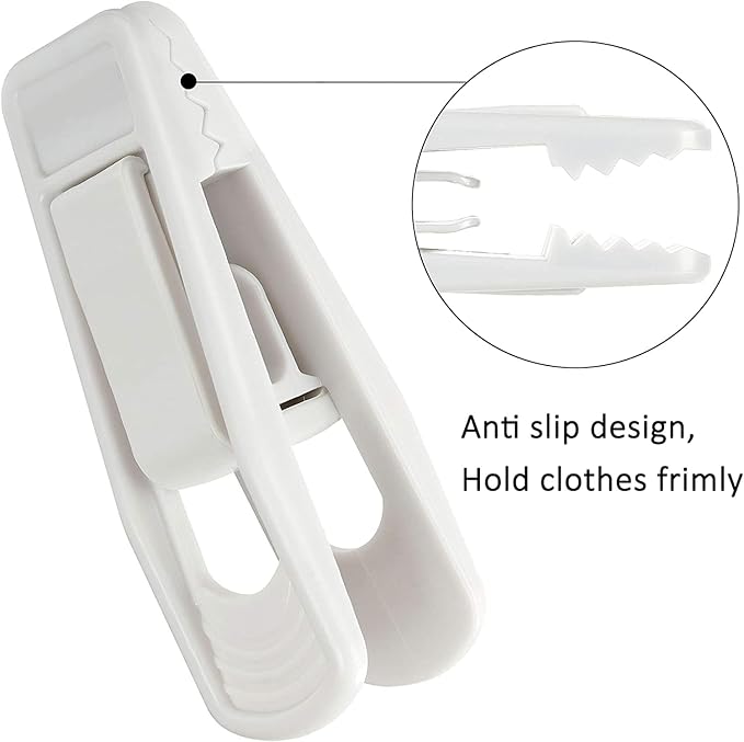 Tinfol White Hanger Clips 80pc, Multi-Purpose Finger Clip, Pant Skirt Clip, Strong Pinch Grip Clips for Slim-line Clothes Hangers