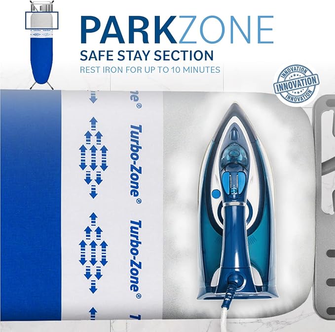 Bartnelli Heavy Duty Ironing Board 48x15 | Designed & Made in Europe with Patent Technology, Turbo & Park Zone