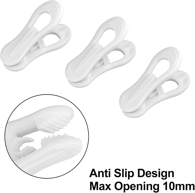 Plastic Hanger Clips - 30 Pack Multi-Purpose Clothes Hangers Clips, Finger Clips for Baby & Skirt Pants Hangers, White