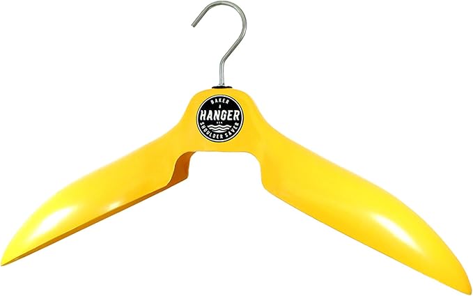 Coat and Wetsuit Hanger 'Shoulder Saver' by BAKER HANGER - USA Made - 4 Inch Swivel Hook (Yellow)