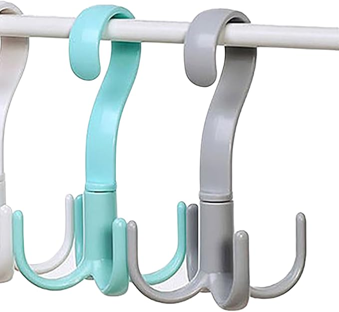 8 Pcs 4 Claws Closet Hangers, Clothes Hanger Connector Hooks 360 Degree Rotatable Thickened Strong Load Closet Hanger Hook for Clothes Hats Bags Random Color