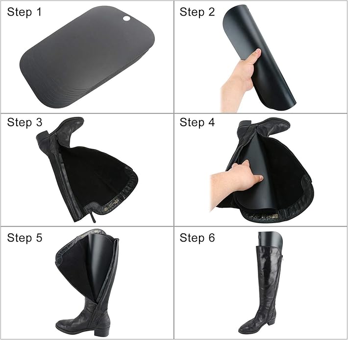 Homend 10 Pairs (20 Sheets) Boot Shaper Form Inserts Boots Tall Support for Women and Men Black