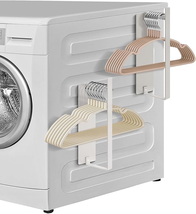 Magnetic Hanger Organizer Stacker, Strong Magnetic Hanger Holder for Laundry Room Washer, Capacity Upgrade Hangers Storage Rack for Adult or Child Clothes Hangers (White 2Pack)