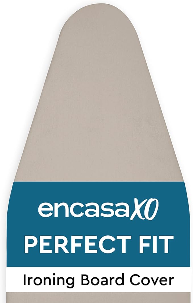 Encasa XO Ironing Board Cover and Pad 49"x18" - 4mm Felt Wide Iron Board Cover with Padding - Heat Resistant, Stain-Safe Dye, Non Slip Elastic Bungee Cord Tightening Iron Table Cover Beige