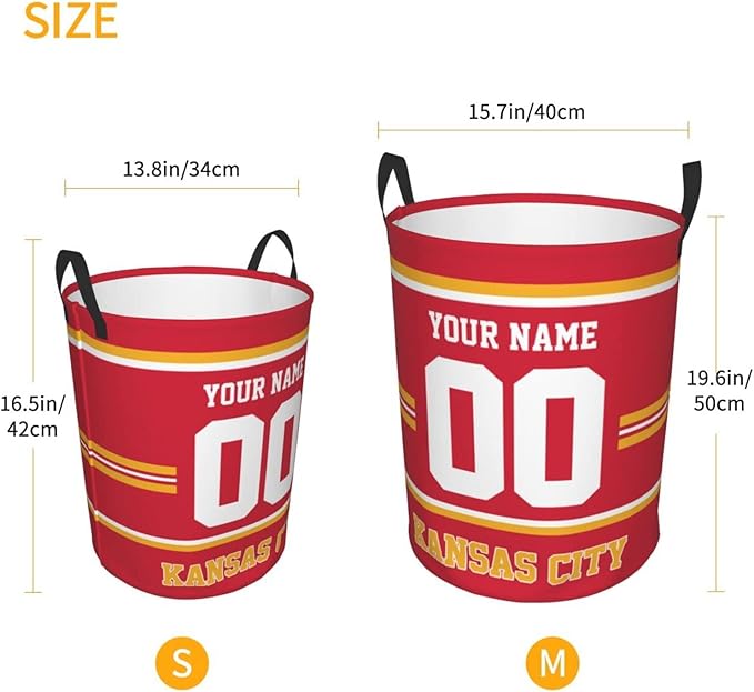 Custom Kansas City Laundry Hamper Personalized Laundry Basket Customized Name And Number Collapsible Storage Basket for Bedroom Bathroom Living Room Gifts