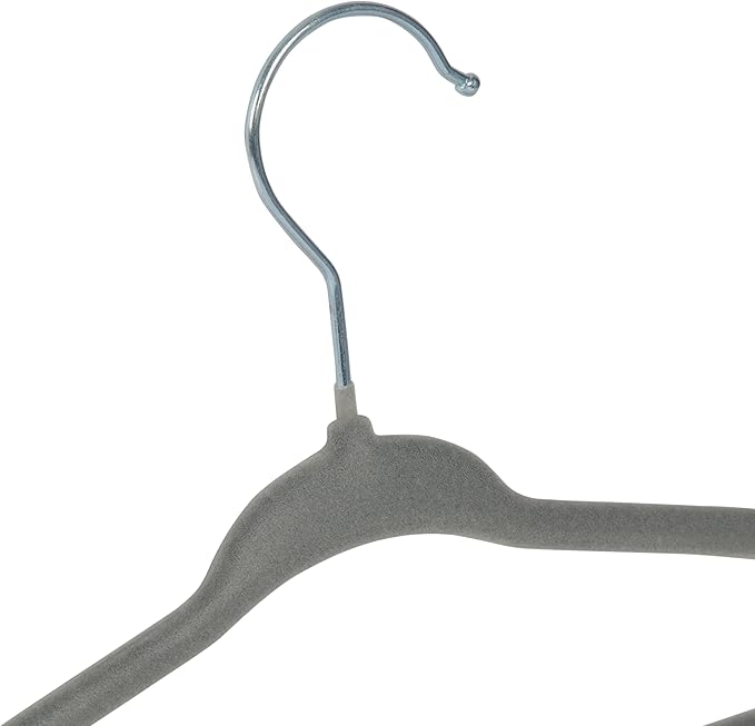 Honey-Can-Do 25-Pack Slim-Profile Non-Slip Velvet Baby Hangers, Grey HNG-09295 Grey