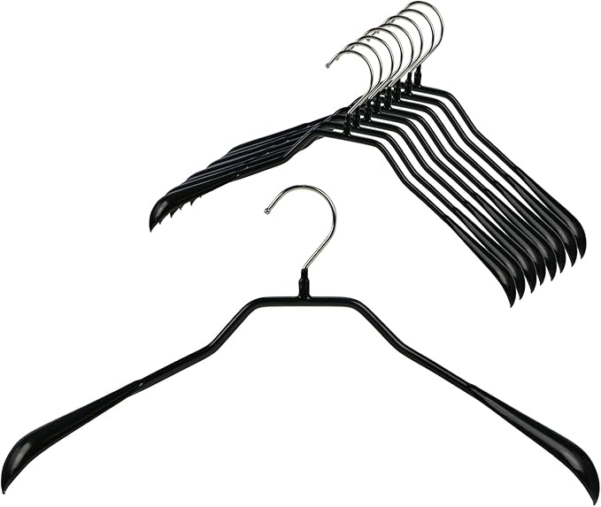 Mawa by Reston Lloyd BodyForm Series Non-Slip Space-Saving Extra Wide Clothes Hanger for Jackets, Suits & Coats, Style 46/L, Pack of 150, Black