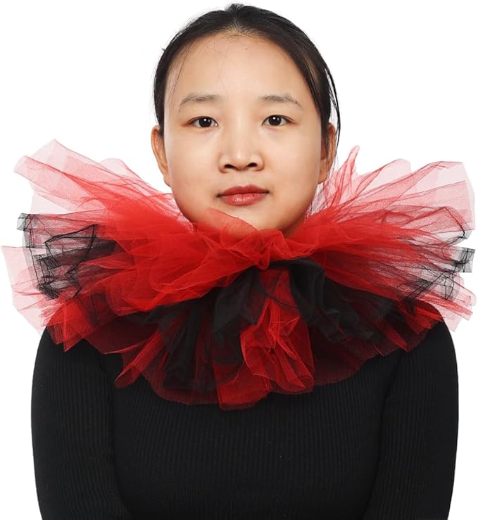 BLESSUME Victorian Retro Mesh Neck Ruff Ruffle Collar Layered Clown Neck Collar
