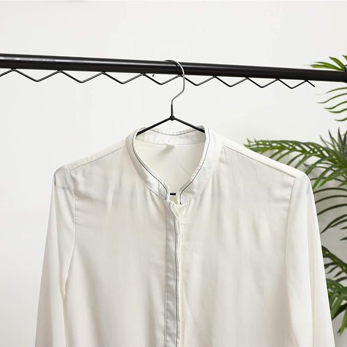 Non-Slip Hanger Metal Hangers Wire Shirt Hangers Chrome and Black Friction, 40 Pack Space Saving Clothes Hanger with Rubber Coating 16.5 Inches