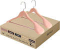 16-Inch Wooden Suit Hangers with Non Slip Pants Bar, 2-Pack Wood Extra-Wide Shoulder Hangers, Flat-Head Hook Hangers for Suits, Coats, Jackets, Shirts, Pants, and Heavy Clothes (Cedar Wood)