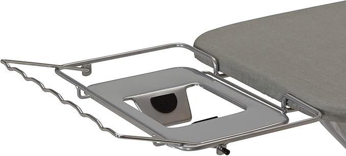 Household Essentials Wide Top Ironing Board, 4-Legs, Steel Top Ironing Board with Fixed Iron Rest, Fiber Pad, Scorch and Stain Resistant, Silver Frame and Silicone-Coated Cotton Cover