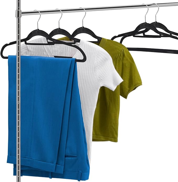 Velvet Hangers 100 Pack, Premium Non-Slip 360° Degree Rotatable Hook, Space Saving Clothes Hanger, Black