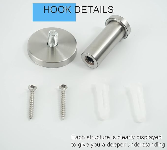 Bathroom Towel Hooks, 4 Pack Round Coat Hooks, Sturdy Wall Mounted Robe Hook, SUS 304 Stainless Steel Heavy Duty Clothes Hanger, Wall Towel Hooks for Bathroom Bedroom Kitchen (2 in, Brushed)
