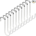 FYY Over The Door Hooks, 10 Pack Door Hangers Hooks with Rubber Prevent Scratches Heavy Duty Organizer Hooks for Living Room, Bathroom, Bedroom Hanging Clothes, Towels, Hats, Coats, Bags White