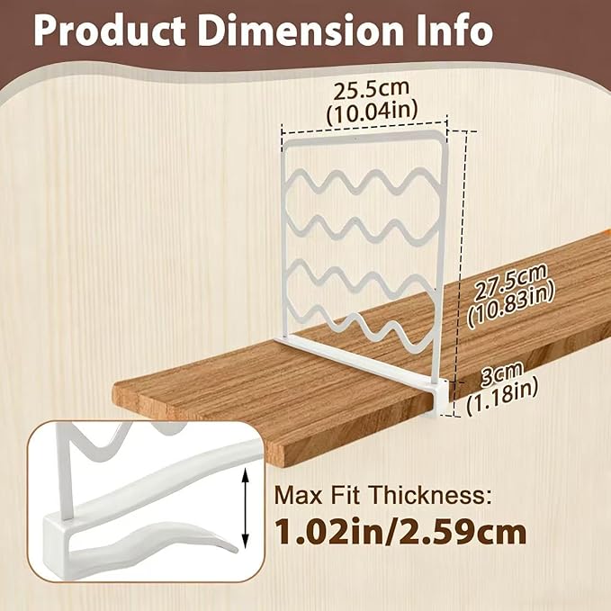 2-Pack Closet Shelf Dividers, PP Plastic Shelf Organizers for Closet Organization, Sturdy Dividers for Clothes, Purses and Shelves in Bedroom, Pantry & Kitchen (White 2-PCS)