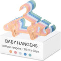 Hsei 5/10/40 Pack Baby Hangers with 10/20/80 Clips, Plastic Kids Pants Hangers for Nursery Closet Top and Bottom Clothes Hanger Set for Newborn Infant Toddler(30 Packs Total,Morandi Color,10.6 Inch)