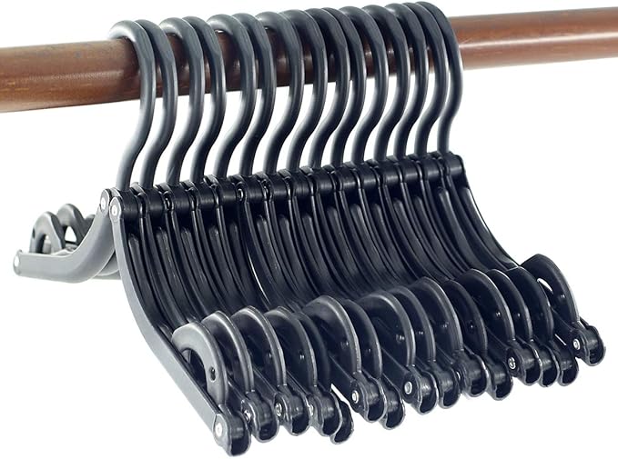 20 Pcs Portable Folding Travel Clothes Hangers, Foldable Clothes Drying Rack for Travel (Matt Black)