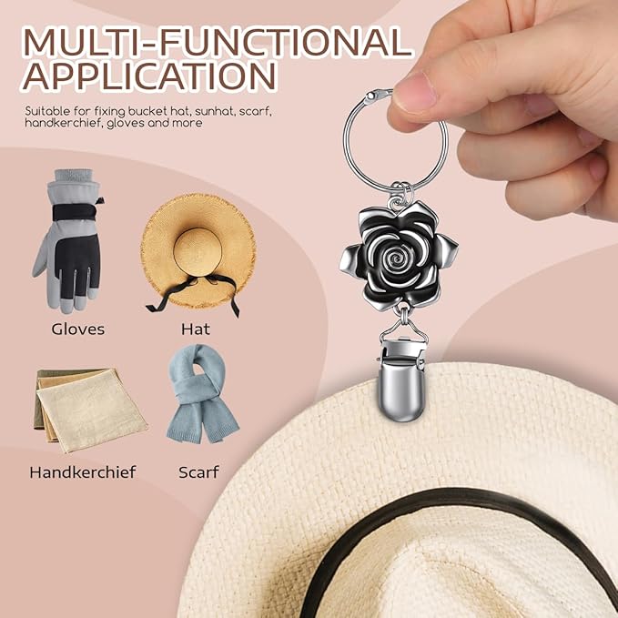 6Pcs Hat Clips for Travel, Metal Vintage Backpack Clips for Hanging, Beach Vacation Cruise Essentials Accessory for Travel Handbag Backpack Luggage Shawl