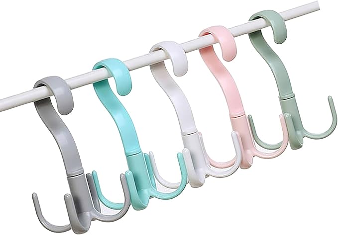 8 Pcs 4 Claws Closet Hangers, Clothes Hanger Connector Hooks 360 Degree Rotatable Thickened Strong Load Closet Hanger Hook for Clothes Hats Bags Random Color