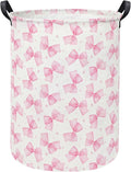Baby Laundry Hamper kids laundry Basket Waterproof Storage Bin for Bedroom Toy Clothes Organizer Basket Woodland Animals Room Décor(Pink Bowknot)