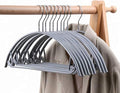 ATOLY Premium Hangers (Pack of 10) Heavyduty- Non Slip No Shoulder Bump Suit Hangers-Chrome Hooks, Space Saving Clothes Hangers, Rounded Hangers for Coat, Sweater, Jackets, Pants,Gray