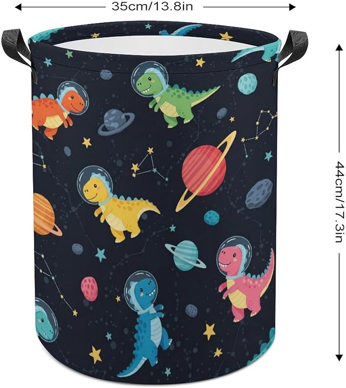 Space Dinosaur Laundry Basket Dinosaur Decor Boys Hamper Clothes Hamper Toy Storage Bin for Kids Bedroom Bathroom
