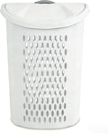 White Laundry Basket, Laundry Hamper with Lid & Wheels, Hamper with Retractable Handle, Ventilated Hamper Basket for Bedroom, Bathroom, and Laundry Room, School Dormitory