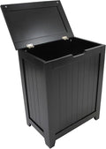 Redmon Clothes Hamper with Lid, Country Wainscot Style Freestanding Laundry Basket, Black