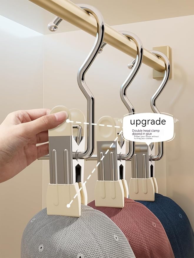 10/30/50Pcs Space-Saving Clothespin, Upgrade Double Head Clamp Dipped Hanger for Closet Hooks Garment Clip Hat Pants Storage Hanging Travel Hook (White, 30PCS)