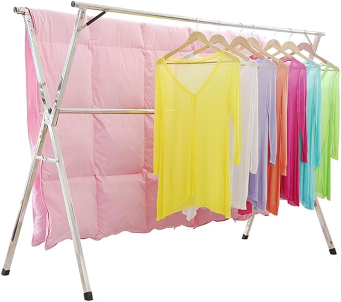 SHAREWIN Clothes Drying Rack Collapsible, Heavy Duty Laundry Dryer Racks Foldable, Space Saving for Indoor Outdoor, Hanging Garment Racks Length Adjustable, 63inch