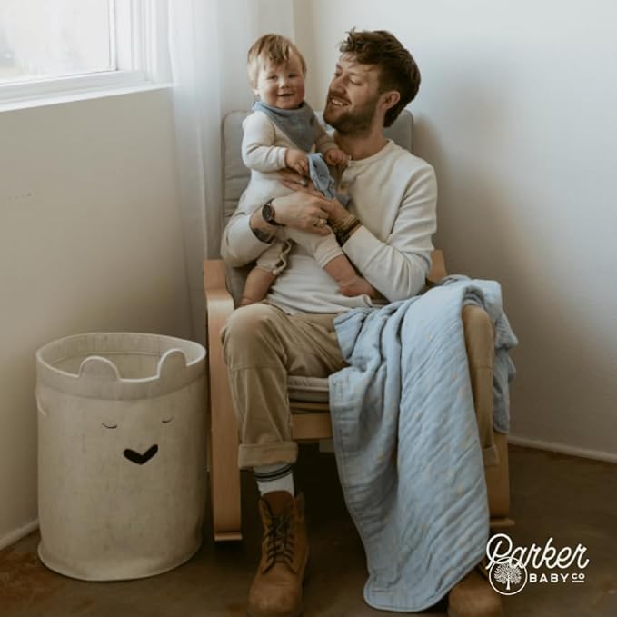 Parker Baby Bear Felt Laundry Hamper | Spacious & Collapsable Storage Basket for Nursery | Lightweight Laundry Hamper Basket with Flexible & Sturdy Handles | Neutral Colors & Fits Any Room