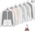 6 Pack Short Garment Bags (24x31") - Dustproof Covers for Kids Clothes - Durable PEVA Storage Bags with Sturdy Zipper for Dance Costumes, Tops & Folded Pants (Translucent)