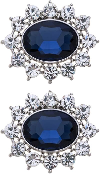 Ruihfas 2Pcs Sparkly Removable Oval Egg Shape Crystal Shoe Clips Accessories for Women Bride Wedding Prom Party Shoes Decoration
