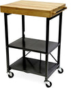 Origami Folding Kitchen Cart on Wheels | for Chefs Outdoor Coffee Wine and Food, Microwave Cart, Kitchen Island on Wheels, Rolling Cart, Kitchen Appliance & Utility Cart | Black with Wood