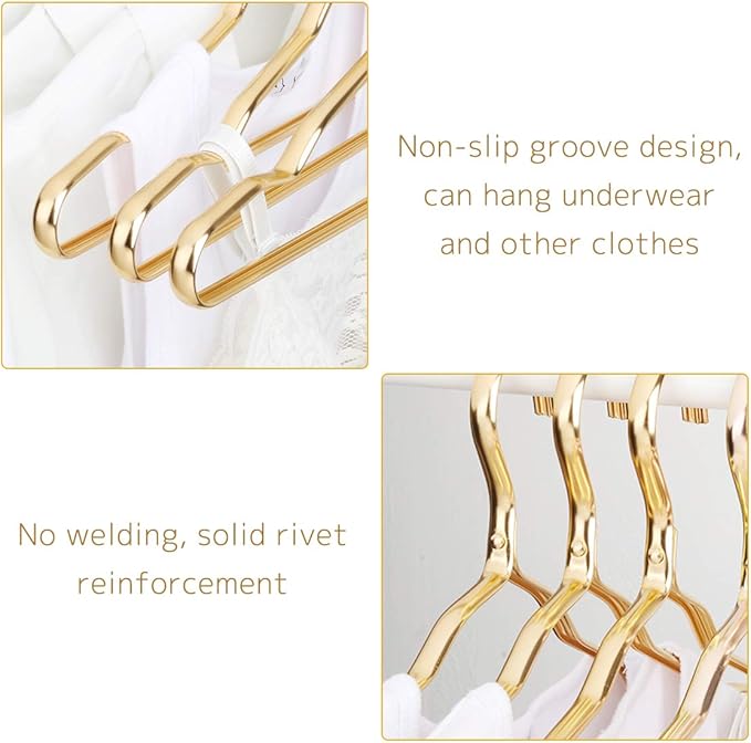 Pack of 10 Stylish Aluminum Metal Coat Suit Clothes Hangers(Golden)