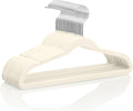 MIZGI Kids Velvet Hangers,Non-Slip Big Kids Hangers,14 Inch Hangers for Youth,Teen Clothes,Pack of 50（Ivory/Silver）