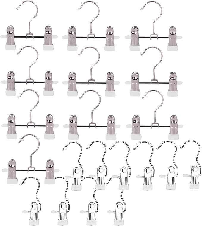 20 Pack Boot Hangers Closet Hanging Clips Laundry Hooks for Hats, Pants, Towel, Socks, Handbags, Bags, Underwear (20 Pack - White)