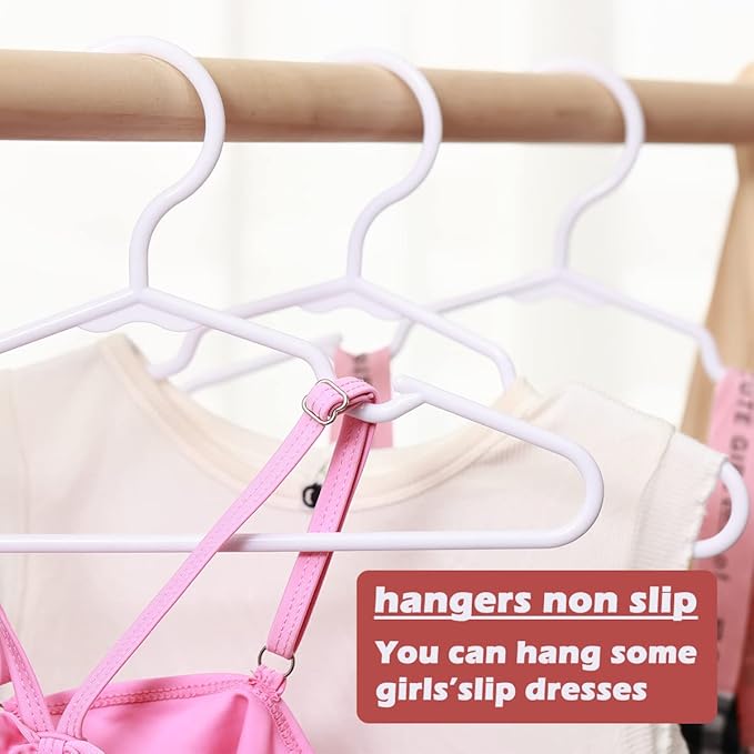 Baby Clothes Hangers 120 Pack, MJRASG White Plastic Kids Hangers 11.5" Space Saving Nonslip Toddler Hanger for Infant, Nursery, Newborn, Children, Slim Heavy Duty Hanger Bulk