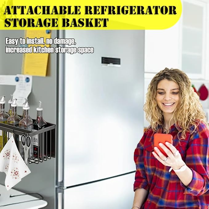 Magnetic Basket Organizer Rack,Magnetic Drying Ball Organizer for Laundry Room,Black Multi-Functional Magnetic RackSuitable for Spice Office Files Packaging Foil Plastic Food Hook Plate