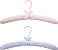 2 Pack 15 Inch Satin Padded Hangers Bride Groom Hangers for Wedding Dress Suit No Shoulder Bump Wedding Party Supplies (Pink and Blue)