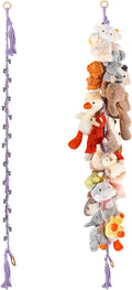 80" Cotton Hanging Storage Chain For Stuffed Animals Storage with 20 Metal Clips, Stuffed Animal Organizer Chain for Wall Corner Nursery Play Room, Purple