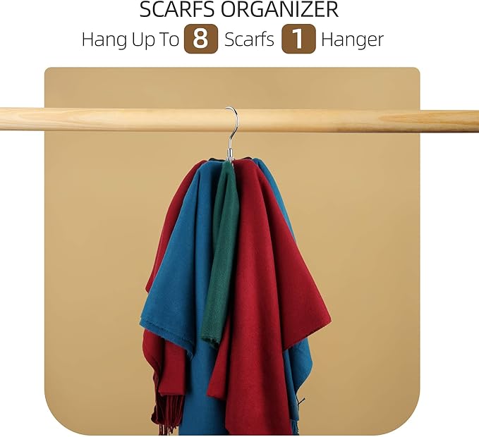 ZEDODIER Belt Organizer for Closet, Heavy-Duty Rotating Belt Hanger Rack Holds up to 24 Belts, Hanging Space Saving Metal Belt Holder for Closet Storage, Silver