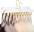Bra Hanger for Closet Organizers and Storage | Space Saving Wooden Hanger | 20 Steel Hooks for Tank Tops, Camis, Hats, Lingeries, Belts, Ties, Scarfs Holder| 360° Rotating Non-Slip (1, 2 Pack White)