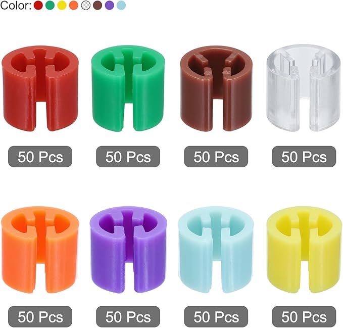 MECCANIXITY Clothes Hanger Markers Blank Tags Fit 3.5mm Rod for Garment Color Coding Yellow/Red/Green/Purple/Light Blue/Orange/Brown/Transparent 400pcs