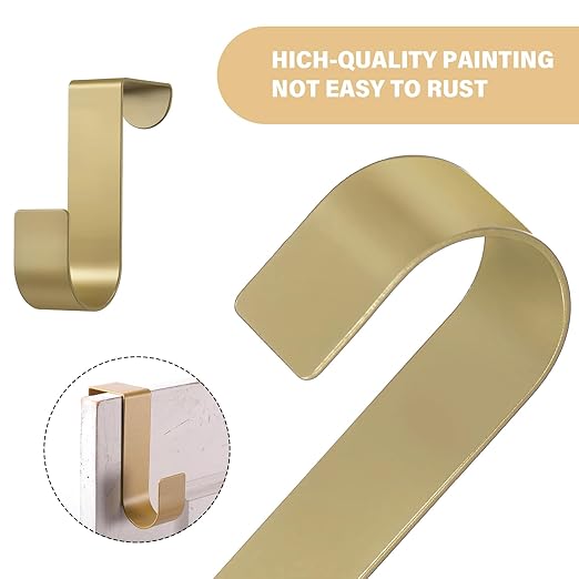 Hotop 12 Pcs Over The Cabinet Drawer Door Hooks 1.12 Inch for Hanger in The Cabinet Decoration Hooks Sturdy Metal Z Shaped Hanger Peg for Bathroom Clothes Towel(Gold)