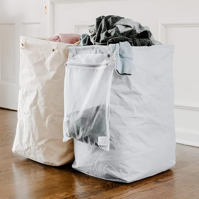 Full Circle Loads of Fun Collapsible Laundry Bag – Pop-Up Laundry Basket for Dirty Clothes & Towels– Organic Cotton with Long Handles - Ideal for Travel & Collapsing - Perfect for Bedroom or Dorm