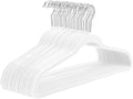 MIZGI White Velvet Hangers 60 Pack,Premium Chrome Clothes Hangers Non-Slip Felt Hangers,Sturdy White Heavy Duty Coat,Durable Suit Hanger for Space Saving, No Flocked Hanger Marks