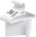 Heavy Duty Plastic Hangers 36 Pack, White Plastic Hangers for Standard Size Clothes with Hook & Non-Slip Pants Bar for Shirts, Pants, Coat, Dresses, Jackets, Scarves and Belts